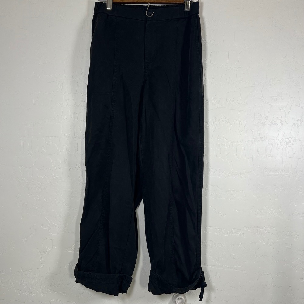 Vuori coastline Women Black Lyocell Tie Cuff Pants VW4154 Relaxed Fit Small